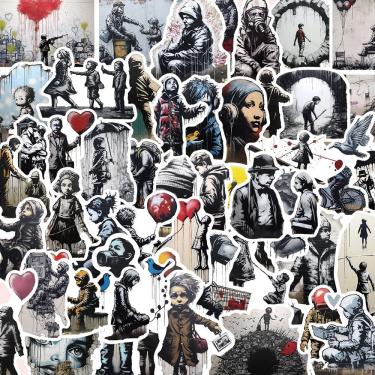 Imagem de Pacote de adesivos Banksy Style Graffiti Art, 50 unidades à prova d`água