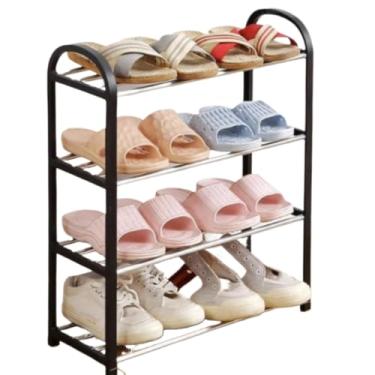 Imagem de Prateleira Sapateira 9 Andares De Metal E Plastico Organizador Prata Para Sapatos Calçados((ORG029) Sapateira Pret 4 Andar)