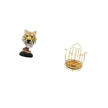 Imagem de Fenteer Estatueta de Escultura Animal Moderna E Suporte Giratório para Escorredor de Copos para Entrada, Sala de Estar, Estante, Mesa, Corredor, Armário,