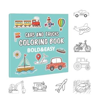 Imagem de Livro para colorir de carros infantis,Livro para colorir de carros - Livro de colorir automático pintado à mão,Livro de pintura de veículos para crianças, livro de de desenho de carro educacional dos