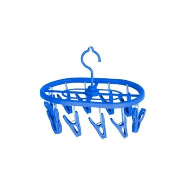 Imagem de Varal Oval de Plástico com 10 Prendedores, 23x16cm, Cores Sortidas, para Roupas Íntimas e Pequenas Peças