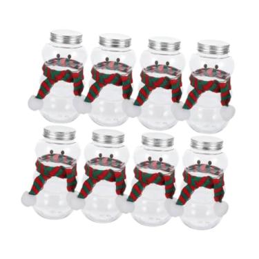 Imagem de Ｂｅｓｇａ Conjunto de 8 Garrafas de Natalinas, Recipientes para Doces 500ml com Tampas, Jarra para Bebidas em Formato de Boneco de Neve, Garrafas de Água, Vermelho Verde