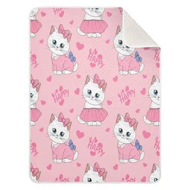 Imagem de Wassud Cobertor macio de gato com laços, para meninos e meninas, 76 x 102 cm, para bebês e recém-nascidos, essencial e aconchegante, para berçário, viagem, carrinho de bebê