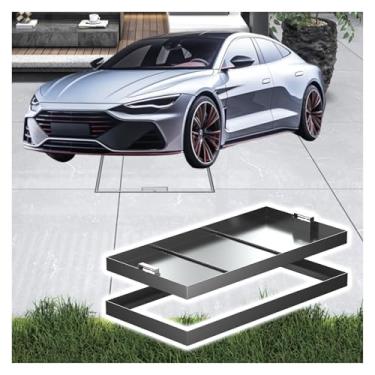 Imagem de uhyOHF Tampa invisível de bueiro de aço inoxidável, tampa de fossa séptica embutida personalizável para calçadas/garagens/estacionamento, tampas de bacia de esgoto resistentes com alça oculta (uma cor