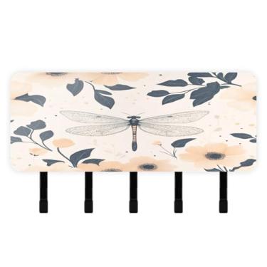 Imagem de Burbuja Porta-chaves de galho de libélula com 5 ganchos, porta-chaves autoadesivo montado na parede, organizador de armazenamento de correio para entrada, decoração de casa