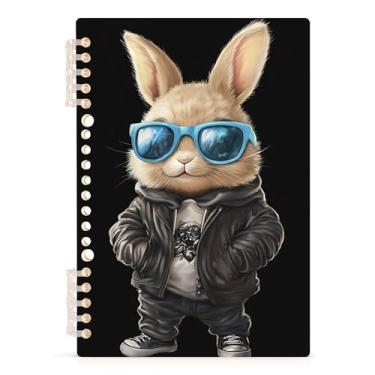 Imagem de Burbuja Caderno Cool Bunny, papel pautado universitário A5 com 60 folhas, fichário para escritório, 1 pacote