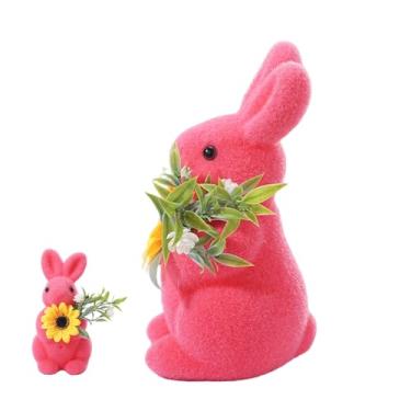 Imagem de Coelhos de Peluche - Figura Artística Compacta De Coelho | Coelho de Páscoa Felpudo | Para Crianças, Família e Amigos, Decoração para Feriado de Páscoa em Prateleira,