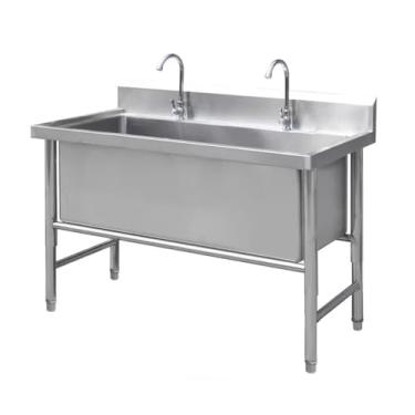 Imagem de Pia de tigela única grande, pia comercial, pia de aço inoxidável independente, pia de cozinha industrial com kit de drenagem, para garagem, restaurante, cozinha, lavanderia (120 cm/47,2 pol.)