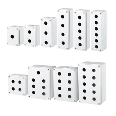 Imagem de XMKT Caixa de interruptor de botão à prova d 'água, caixa de controle de parada de partida e parada de emergência de elevador de 22 mm caixa elétrica de plástico (10 furos 22 mm)