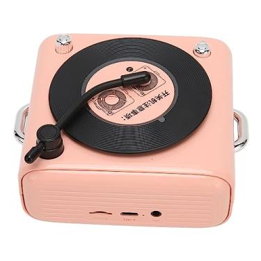 Imagem de aqxreight Alto-falante 5.0 Vinly Record Player Estilo Antigo Estilo Clássico Alto Volume -falante Sem Fio Branco para o de Saída de 5W Com de Tamanho Mini Baixo (Rosa)