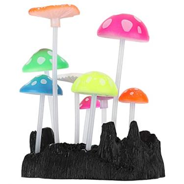 Imagem de aqxreight Simulação Cogumelos Decoração de Aquário Decoração de Aquário Ornamental Brilhante para Paisagem de Tanque de Peixes Parece Vida e Quando e Enfeites de Silicone São um Serviço Seguro e Não