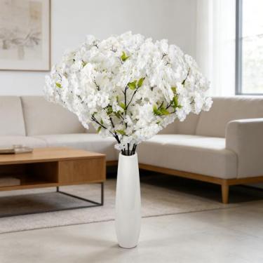 Imagem de OBDXZHC 4 peças 110 cm flor de cerejeira artificial ramos de flores de cerejeira flores de seda haste longa para primavera, casamento, casa, escritório, festa, mesa, centro de mesa, decoração interna