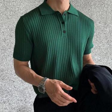 Imagem de Camisa Polo Masculina Listrada Retrô - Manga Curta, Malha, Tamanhos M-