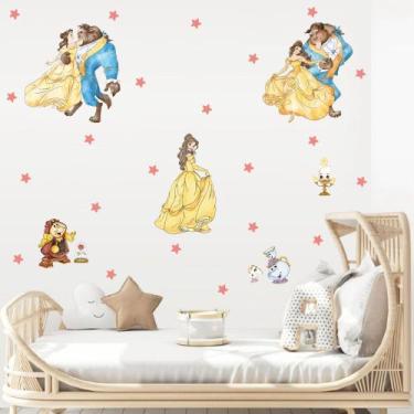 Imagem de Adesivo de Parede a Bela e a Fera Decoração Aquarela Cute Baby Decoraç