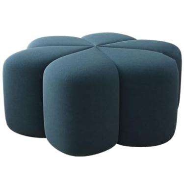 Imagem de Banqueta para pés para sala de estar em forma de pétala apoio de pés doméstico, banco de sofá de estilo nórdico criativo, trocador de sapato de entrada, sem necessidade de instalação (cor: azul