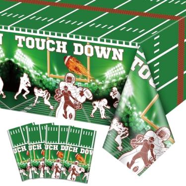 Imagem de 4 peças de toalhas de mesa de futebol, retangulares de decoração de aniversário de futebol, capas de mesa descartáveis de toque para fãs de crianças, artigos de festa de aniversário, 130 x 213 cm
