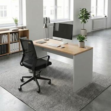 Imagem de Mesa Escrivaninha 100cm x 60cm com Retangular Pé Painel com Passa Cabo