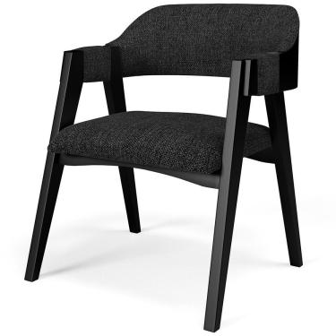 Imagem de Cadeira Para Sala De Jantar E Estar Living Estofada Suran L02 Preto Linho Chumbo - Lyam