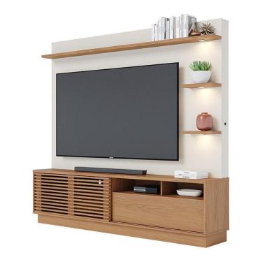Imagem de Estante Home Theater Campeche Freijó Off White Matte Para Tv De 70 - Colibri Freijó Off White Matte