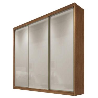 Imagem de Guarda Roupa Casal Londres 3 Portas 8 Gavetas Cumaru 25 Fendi Com Nicho - Novo Horizonte