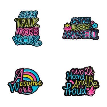 Imagem de Conjunto de broches, citação motivacional colorida, lapela inspiradora