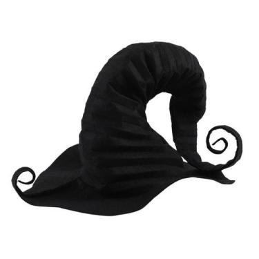 Imagem de Chapéu de bruxa de fibra de poliéster preta para fantasia de Halloween
