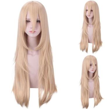 Imagem de Peruca de cosplay longa loira com parte central de 80 cm para adolesce
