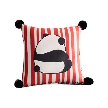 Imagem de Fronha decorativa Cute Panda and Stripes com design em nuvem - yiweisa