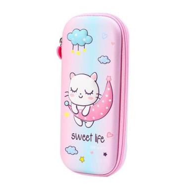 Imagem de Estojo de lápis EVA Cute Cartoon Cat de grande capacidade 22 cm rosa -