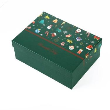 Imagem de Caixa de presente com tema de Natal verde 21x21x9,8 cm - yiweisai