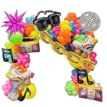Imagem de Kit Balloon Arch Disco Retro Party 80s 90s com 157 unidades - Yiweisai