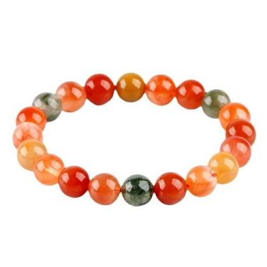 Imagem de Bracelete de cristal natural frisado vermelho amarelo verde 9mm - yiwe