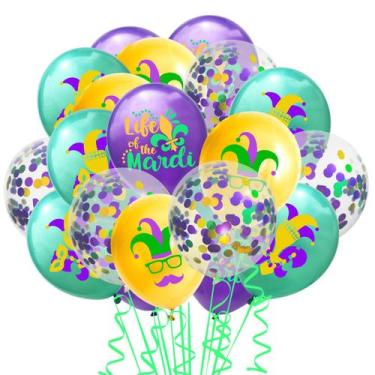 Imagem de Conjunto de balões de festa de Mardi Gras 53 unidades de látex com con