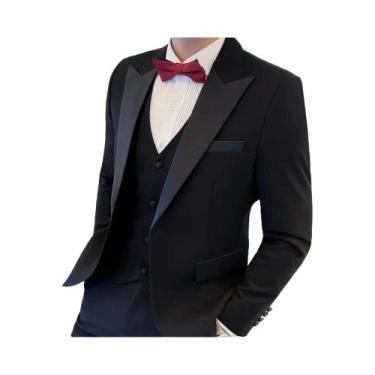 Imagem de Terno Formal Masculino De Três Peças XS-6XL, Jaqueta, Colete E Calças 