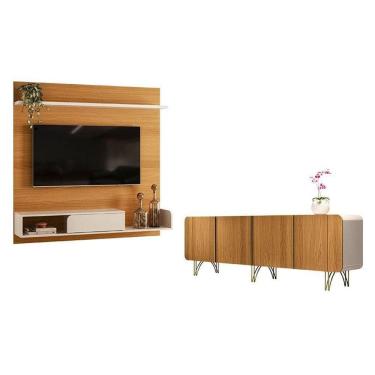 Imagem de Painel Para Tv Suspenso Evo Com Buffet Saluti Cinamomo Off White - Hb Móveis