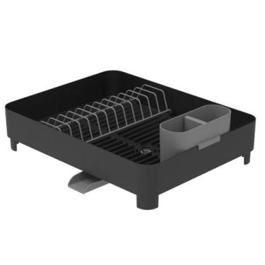 Imagem de Escorredor De Louça Com Porta Talheres E Saída De Água Liv Preto Ou