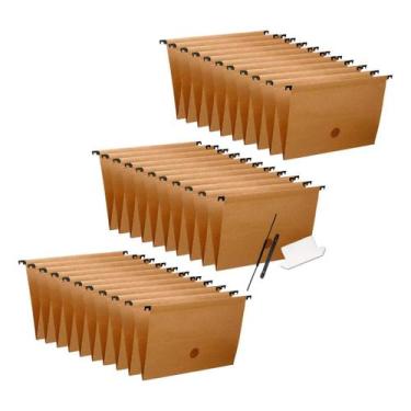 Imagem de Kit 30 Pasta Suspensa Kraft Com Grampo Para Arquivo Dello - Delo