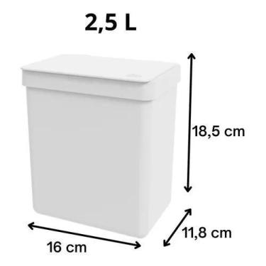 Imagem de Lixeira Plástica 2,5 litros, linha Single, marca Coza, 16,4 x 11,8 x 1