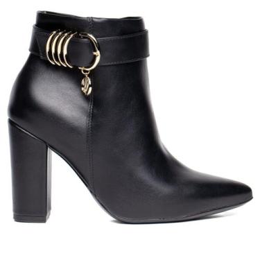 Imagem de Bota Feminina Vizzano Cano Curto Com Fivela Preto, Preto, 37