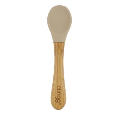 Imagem de Colher para Bebês de Bambu e Silicone Fendi Antimicrobiana Antibacteriana Sustentável Clingo