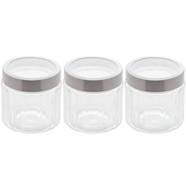 Imagem de Kit 3 Potes de Vidro Borossilicato Porta Mantimentos Lyor 870ml cada Tampa Inox Sydney