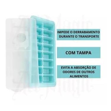 Imagem de Forma De Gelo Com Tampa Plástico Retangular Cubo - FWB, aZUL