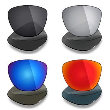 Imagem de Lentes de substituição polarizadas para óculos de sol Oakley MoonLighter da Mryok 4 pares – preto discreto/vermelho fogo/azul gelo/titânio prata