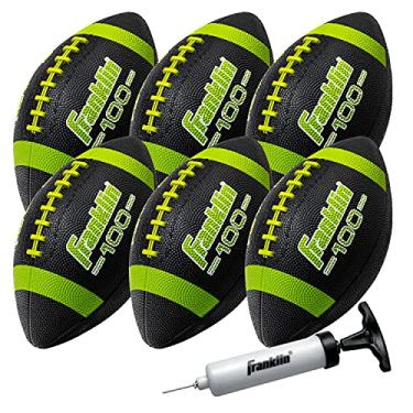 Imagem de Franklin Sports Bolas de futebol júnior - Grip-Rite 100 - Bolas de futebol infantis de borracha tamanho júnior - Pacote com 6 bolas de futebol com bomba - Preta/Óptica