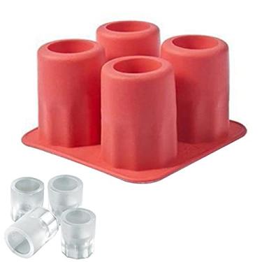 Imagem de Yajun Bandeja de cubo de gelo para bar com 4 grades de silicone para fazer gelo de cozinha, faça você mesmo, molde de copo criativo, 2 peças, ferramenta de frio para o verão, para beber
