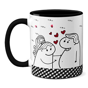 Imagem de Caneca Flork Meme Namorados Fofos Te Amo Do Tamanho Do Bucho (Preta)