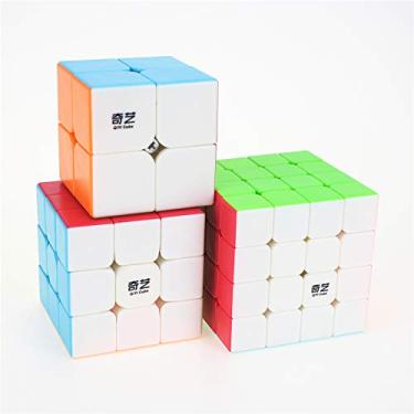 Imagem de Cubo Mágico Profissional QiYi sem adesivo Kit 2x2, 3x3 e 4x4