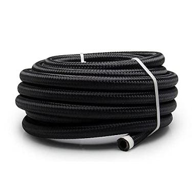 Imagem de YIUIY Mangueira de mangueira de combustível de aço inoxidável trançado de nylon de 3/8" de 6AN 3/8" linha de refrigeração mangueira de refrigeração linha de combustível bomba de gás, gás de corrida, vácuo, fluido hidráulico, tubo de mangueira diesel preto