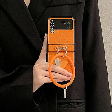 Imagem de Pulseira de anel de luxo Tiras vintage 3D Gradient Heart Case para Samsung Galaxy Z flip4 Z Flip 3 4 5G Z Flip3 Zflip3 Cover,A,For Samsung Z Flip 3