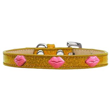 Imagem de Mirage Pet Products Glitter Lips Widget Coleira para Cachorro Sorvete, Tamanho 16, Dourado